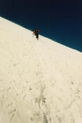 The steep slopes of the western peak of Mt Elbrus